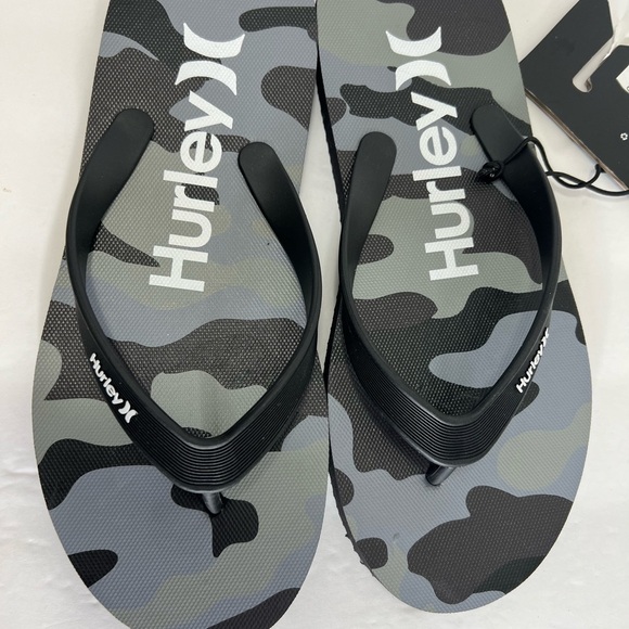 Hurley Mens Size 9 Flip Flops Black Gray Sandals Camo camouflage slides - Picture 3 of 15